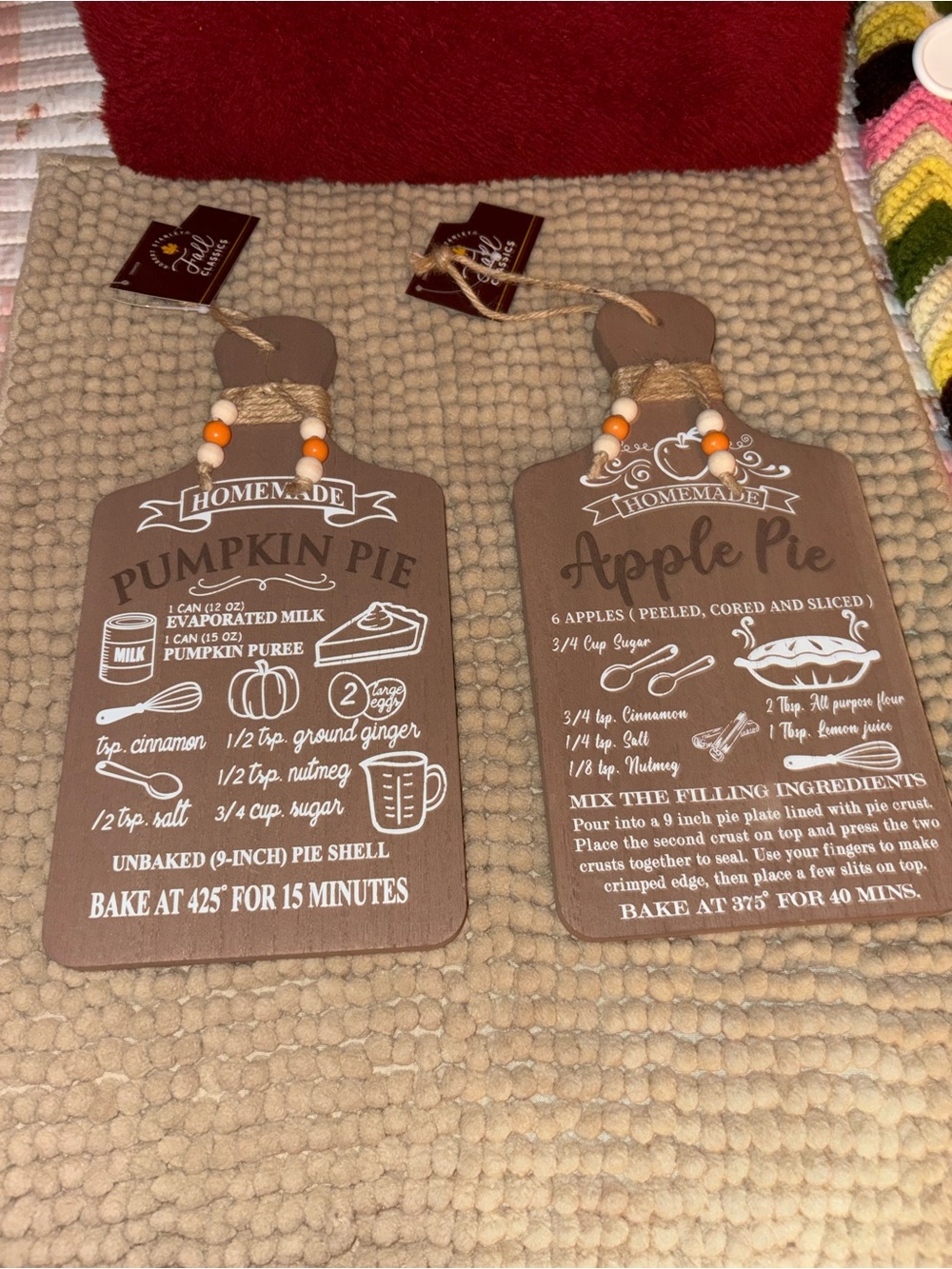 Fall Classics Pumpkin And Apple Pie Recipe Wood Signs (Set of 2) Robert Stanley